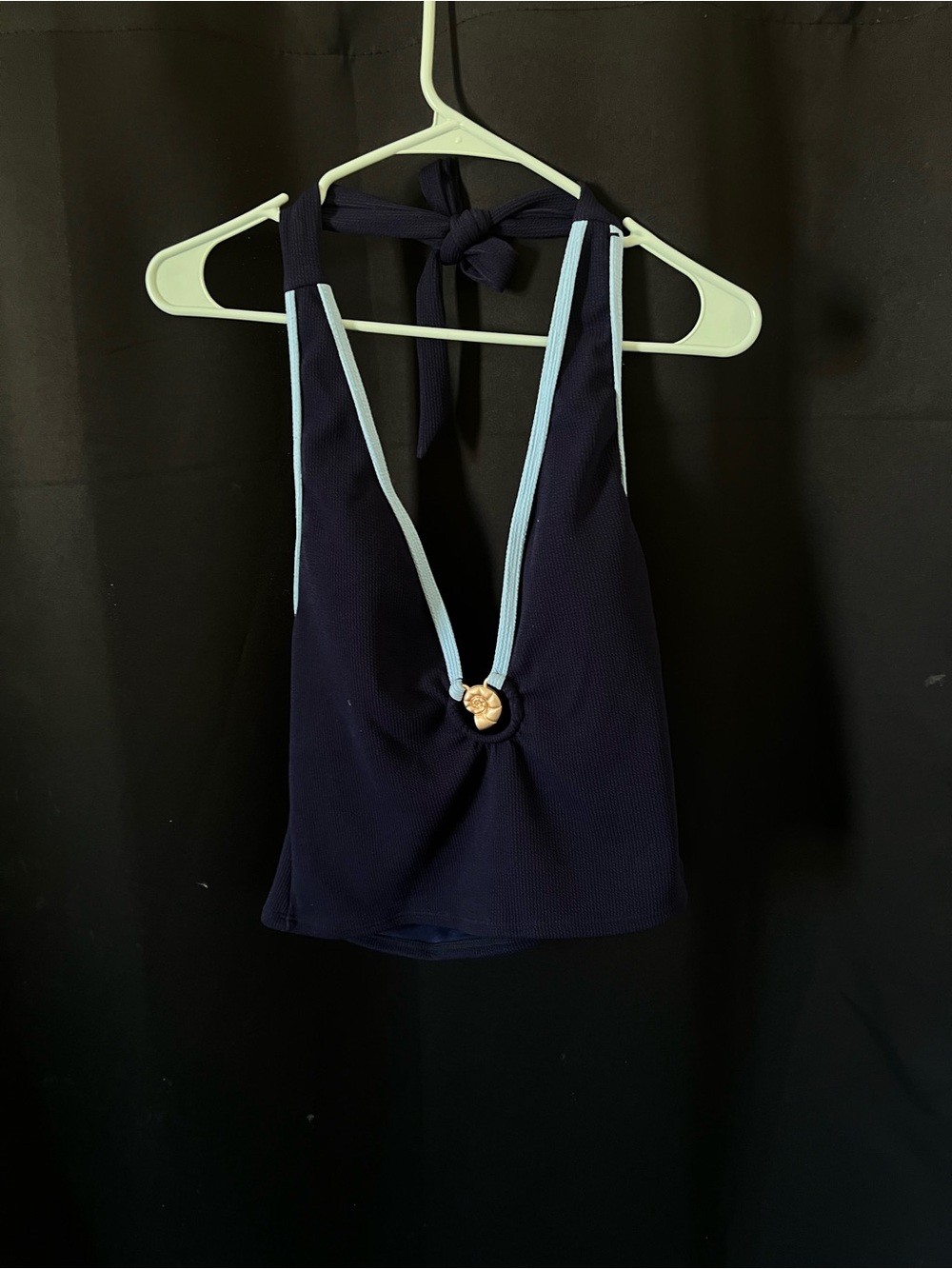 Samiol Blue Contrast Shell Tankini top